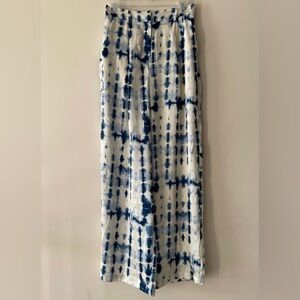 Women’s Tie-dye Blue and White Straight Leg Palazzo Pants